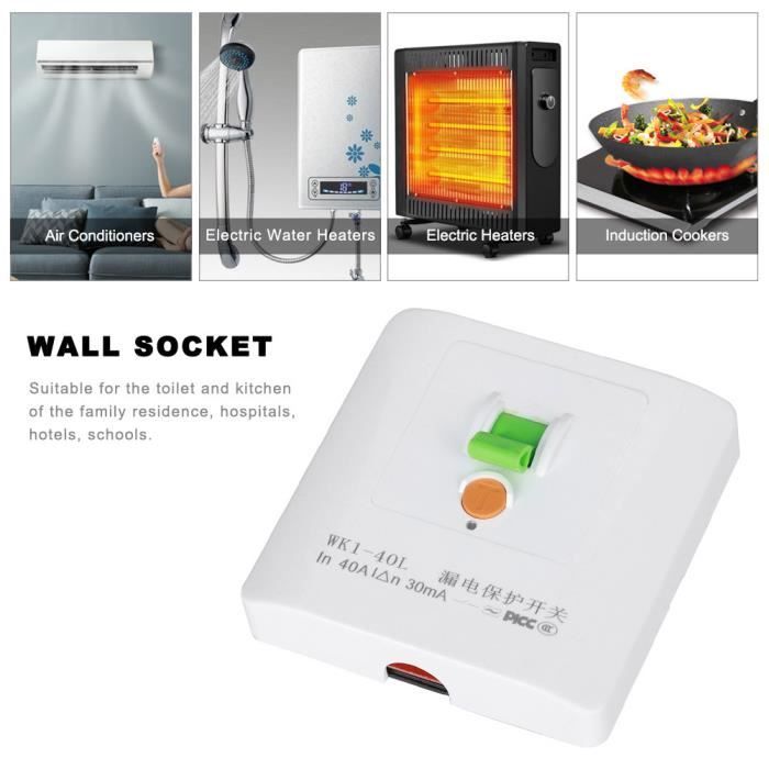 Prise Disjoncteur Différentiel FI 10 MA – Protection Contre Les Fuites De Courant – 16A, IP44 – Pour Intérieur/extérieur – Test Et Reset