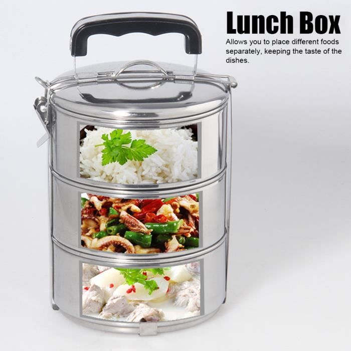 Lunch Box Inox 2200ml OCPO - Boîte Repas Anti-Fuite Avec Compartiments - Idéale Bureau, Pique-nique Ou Voyage