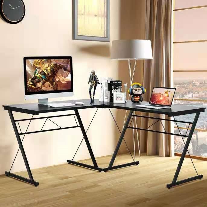 Bureau d'angle informatique table coin gamer forme L meuble travail surface