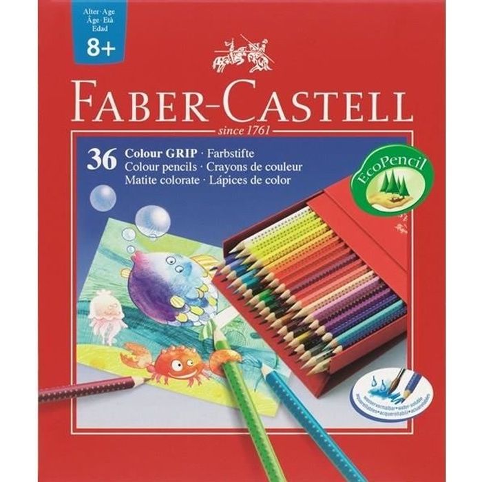 FABER-CASTELL Boîte de 36 Crayons de couleur Colour Grip Studio - Coloris  assortis - Cdiscount Beaux-Arts et Loisirs créatifs