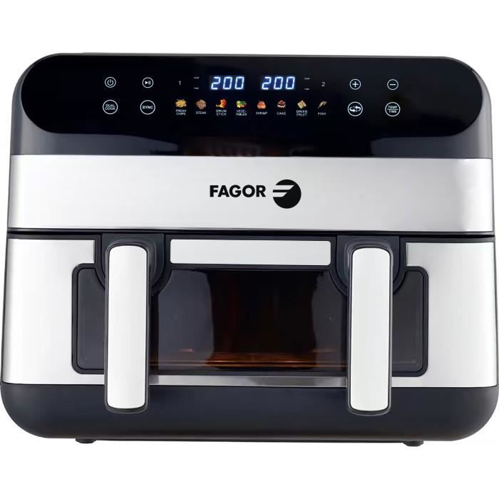 Friteuse sans huile - FAGOR - FGF10 - 10L - 2400W - Double cuisson - 8 programmes - Airfryer grande capacité familiale - Fagor