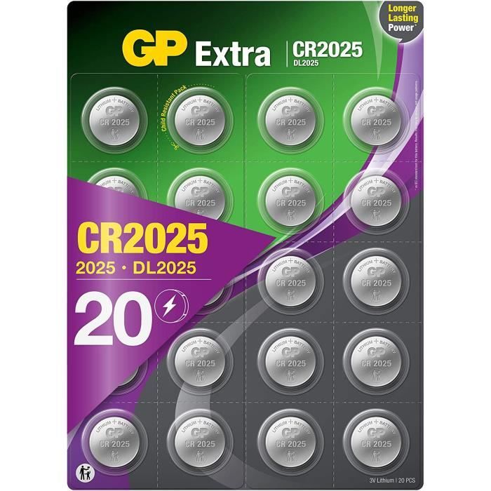 Piles CR2025 - Lot de 20 Piles, GP Extra