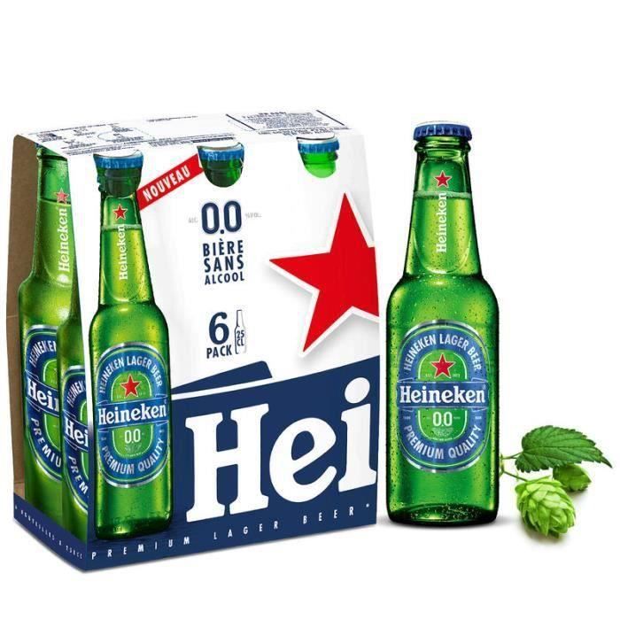 Heineken 0.0 - Bière sans alcool - 6 x 25 cl - La cave Cdiscount