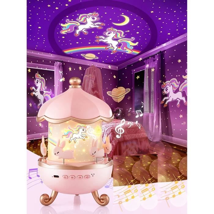 Kizplays Licorne Projecteur Plafond, 2 en 1 Océan Veilleuse Licorne, Veilleuse Enfants Rotatif à