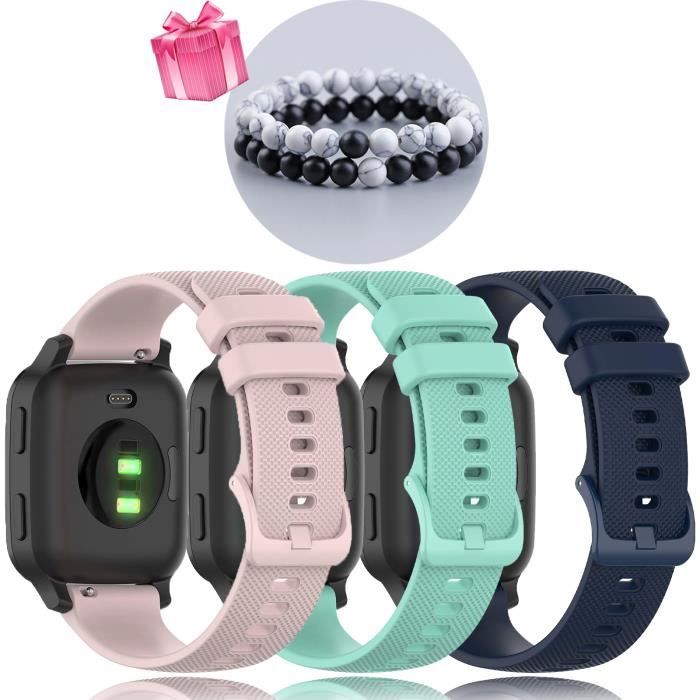 Bracelet compatible pour Garmin Venu Sq/Vivoactive3/Forerunner245,Bande de  Montre rechange en Silicone,cyan clair+rose+bleu marine