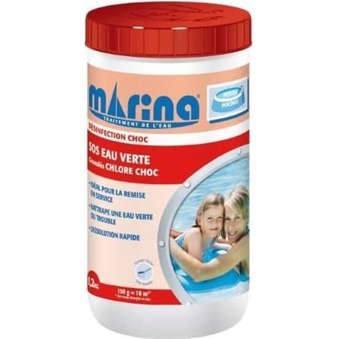 Chlore choc piscine en sachets eau verte et trouble 2 kg - Marina