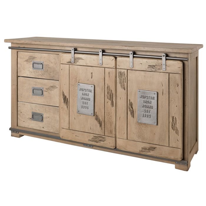 Buffet bas Manguier beige laqué massif 150x45x80 (BxTxH) bois massif RAILWAY #300 Buffet bas Manguier beige laqué massif 150x45x80 (BxTxH) bois massif RAILWAY #300
