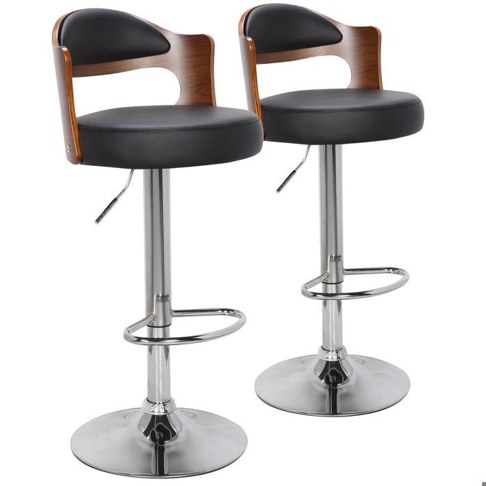 MENZZO Lot de 2 chaises de bar Ruben Bois Noisette & Noir MENZZO Lot de 2 chaises de bar Ruben Bois Noisette & Noir