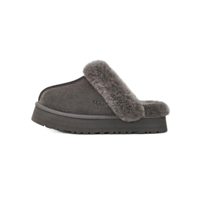 Sandales compensées UGG Disquette Charcoal - Gris en daim-nubuck pour femme