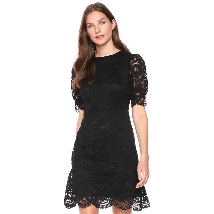 Robe De Soirée En Dentelle QUIZ - Noire, Manches Bouffantes, Taille 8 - Longue - Neuve Avec étiquettes