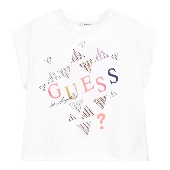 T shirt Blanc Fille Guess Los Angeles Blanc Cdiscount Pret a Porter