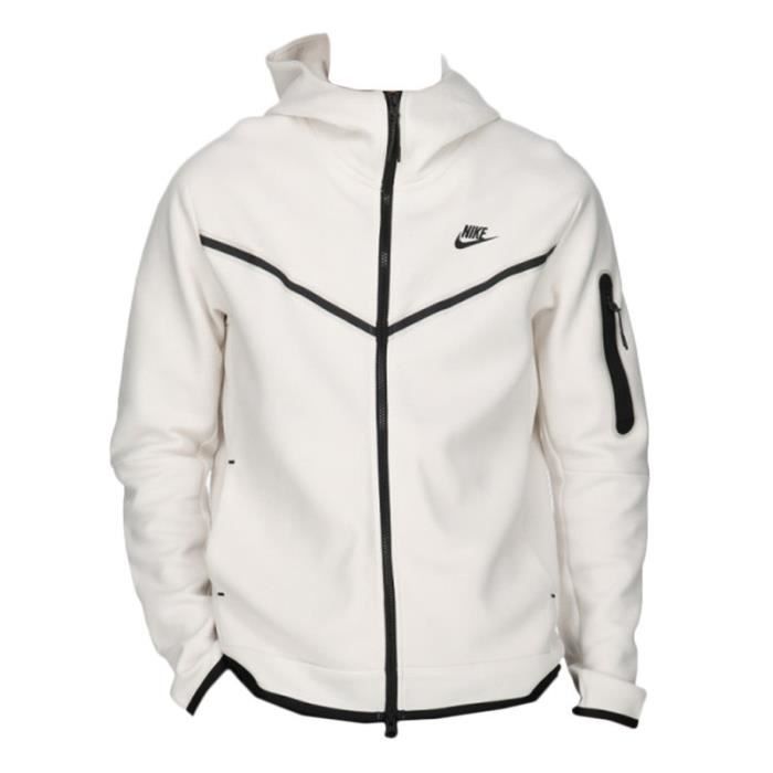 Sweat à capuche Nike M NSW TCH FLC HOODIE FZ - Réf. CU4489-030. Couleur : Blanc. Détails. - Col montant. - Tissu tissé extensible