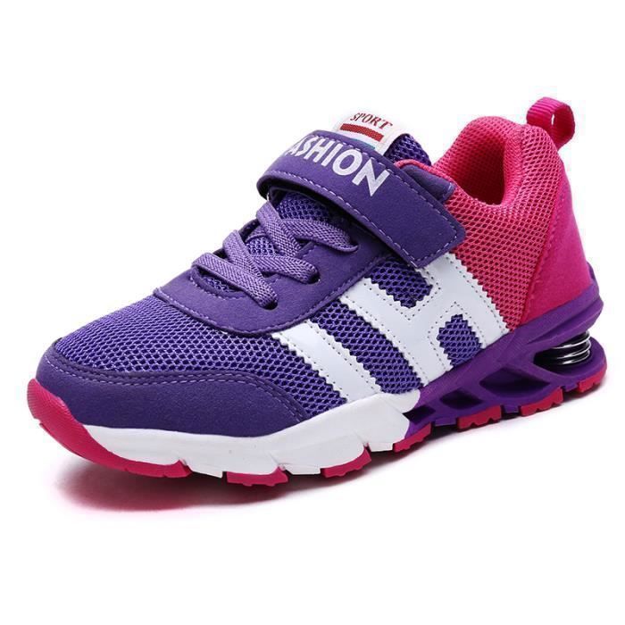 Qvxkd Basket Enfant Garcon Basket Fille Chaussures Garçon Chaussures de Sport et Course Confortable Sneakers Noir 26EU