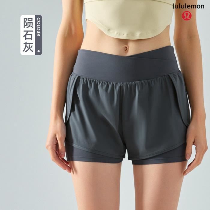 thinsony Shorts de Yoga pour Femmes Entraînement Physique Élastique Course Leggings Courts Entraînement Gym Pantalons de Sport Taille Haute Faux Deux Pièces Vêtements de Sport L