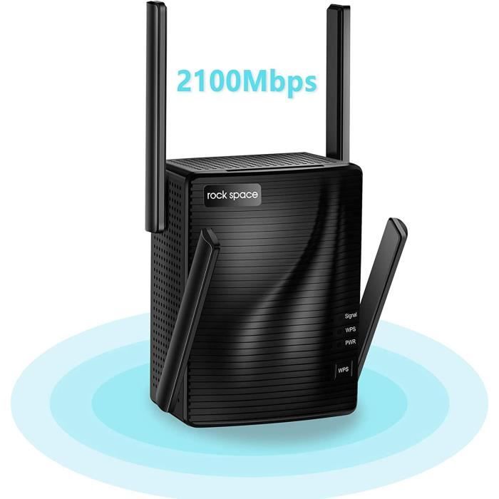 Répéteur WiFi Puissant 6 Antennes - Amplificateur Signal 300 Mbps, 2 Ports LAN, Compatible Toutes Box