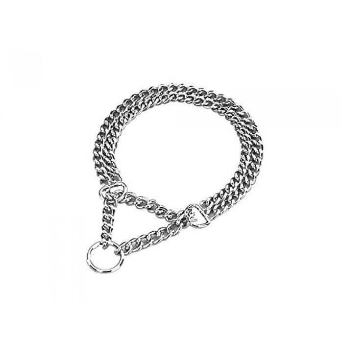 NOBBY 73036 COLLIER ÉTRANGLEUR AVEC 2 RANGÉES DE CHAÎNES CHROMÉ