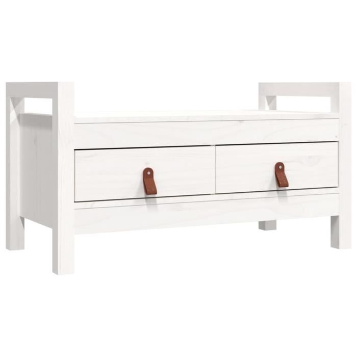 omabeta bancs coffres - banc d'entrée blanc 80x40x43 cm bois de pin massif - meubles haut de gamme - m12320