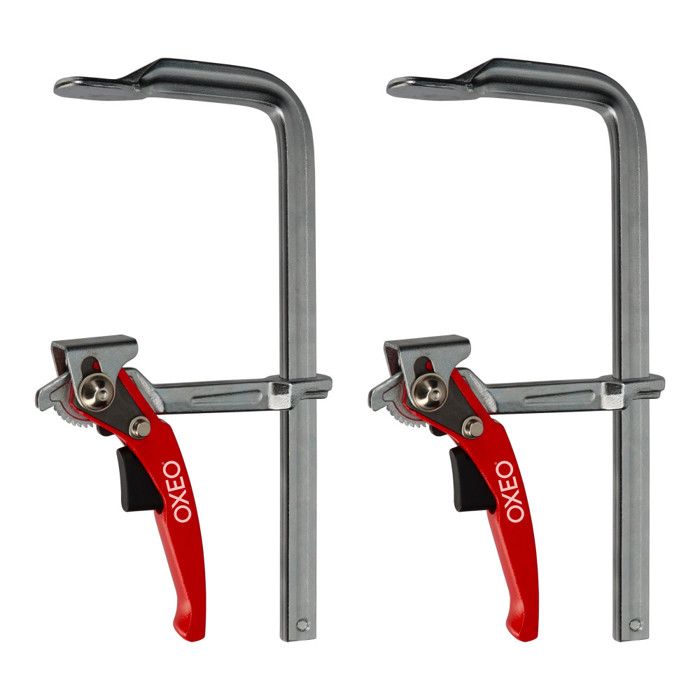Lot De 2 Serre-Joints à Levier Rapide – Pince Table Acier 160 Mm, Mécanisme Blocage Rapide, Profondeur 58 Mm, Force 220 Kg