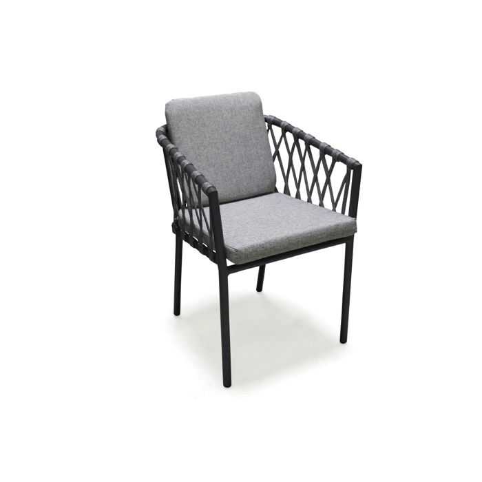 Fauteuil en aluminium et corde - Gris anthracite - PILAT Fauteuil en aluminium et corde - Gris anthracite - PILAT
