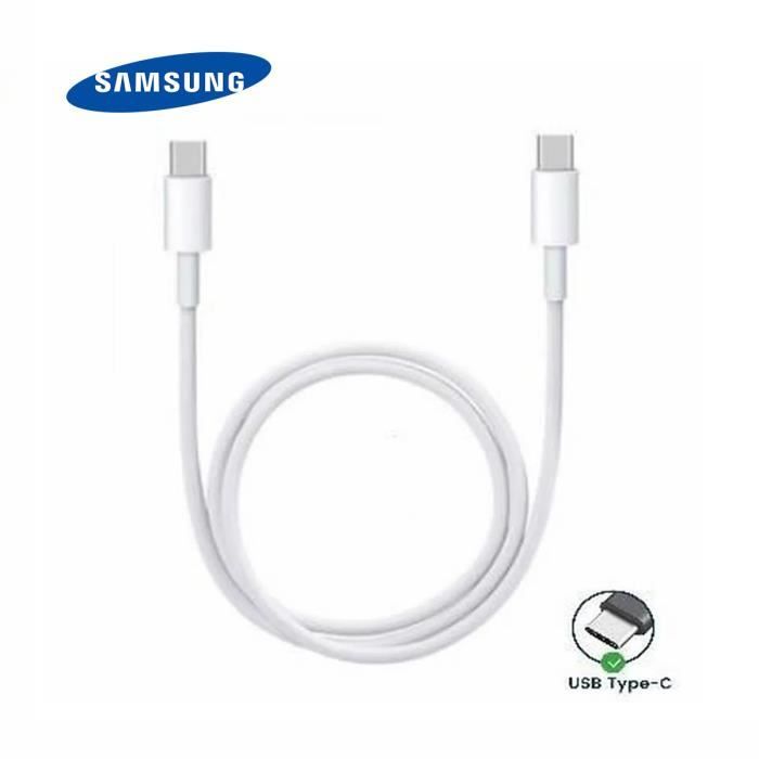 Câble de charge SAMSUNG USB-C vers USB-C 1 Mètre pour Samsung Galaxy S20 FE 5G 6.5 - Blanc Câble de charge SAMSUNG USB-C vers USB-C 1 Mètre pour Samsung Galaxy S20 FE 5G 6.5 - Blanc