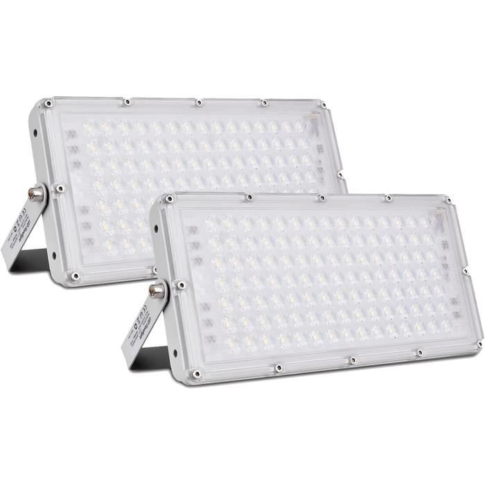 Projecteur LED Extérieur 100W 6500K - 10000LM - IP67 Étanche - 2 Pièces - Pour Jardin, Terrasse, Sécurité