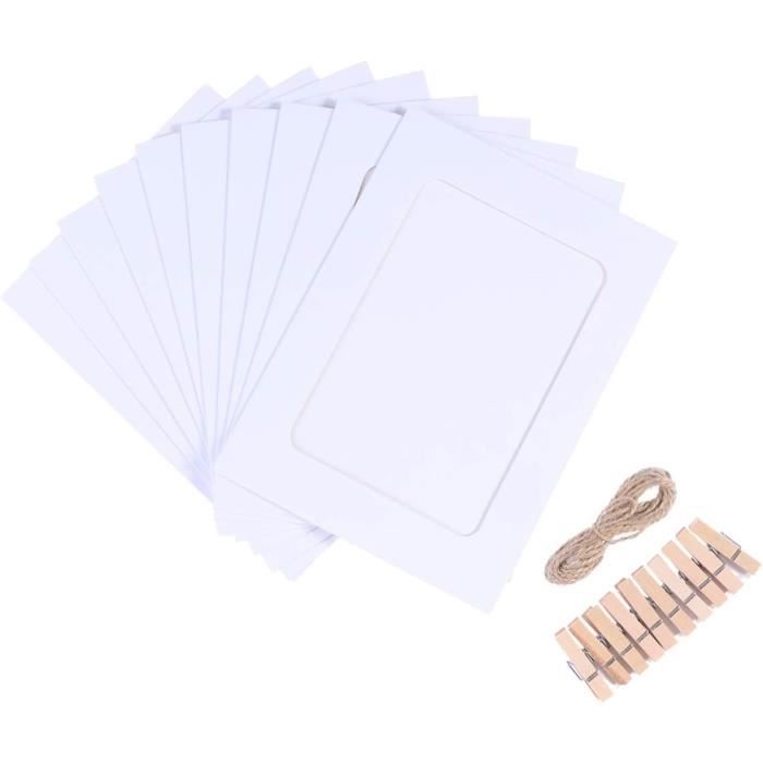 40 Cadres Photos Papier Kraft Suspendus DIY – Décoration Murale Avec 40 Clips Et Cordes Pour Photos Et Souvenirs