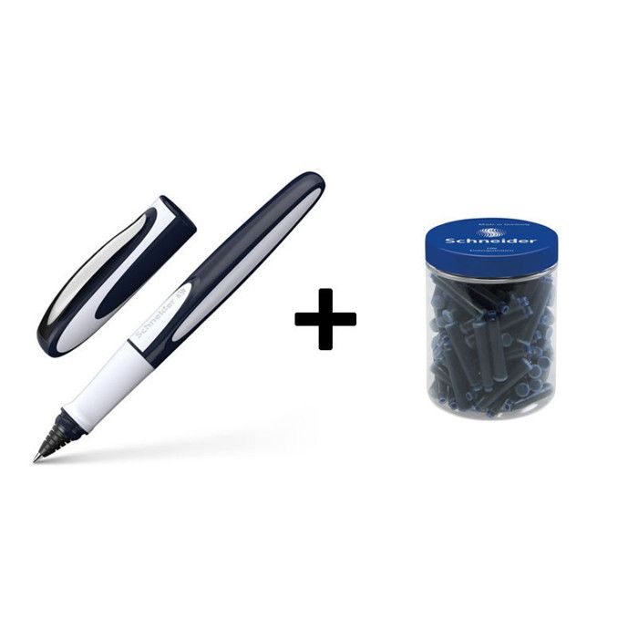 Stylo Roller Schneider Ray Rechargeable - 1 Stylo + 18 Cartouches D'encre, Pour Droitiers Et Gauchers