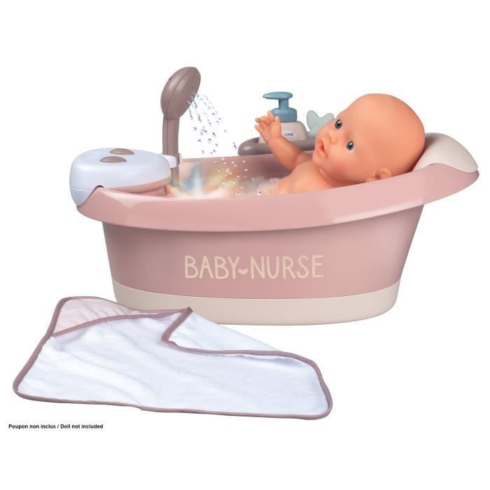SMOBY - Baby Nurse Baignoire balneo pour poupon jusqu'à 42 cm (non inclus) - Jets d'eau et Bulles - 