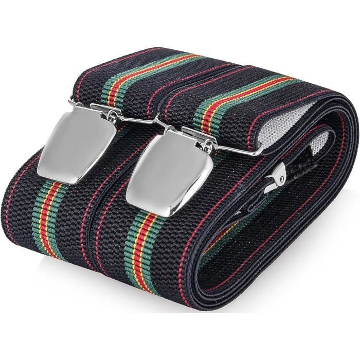 Fevaeno Bretelles Homme 3.5cm + Nœud Papillon - Réglables, Élastiques - Avec Clips Métal - Taille Unique