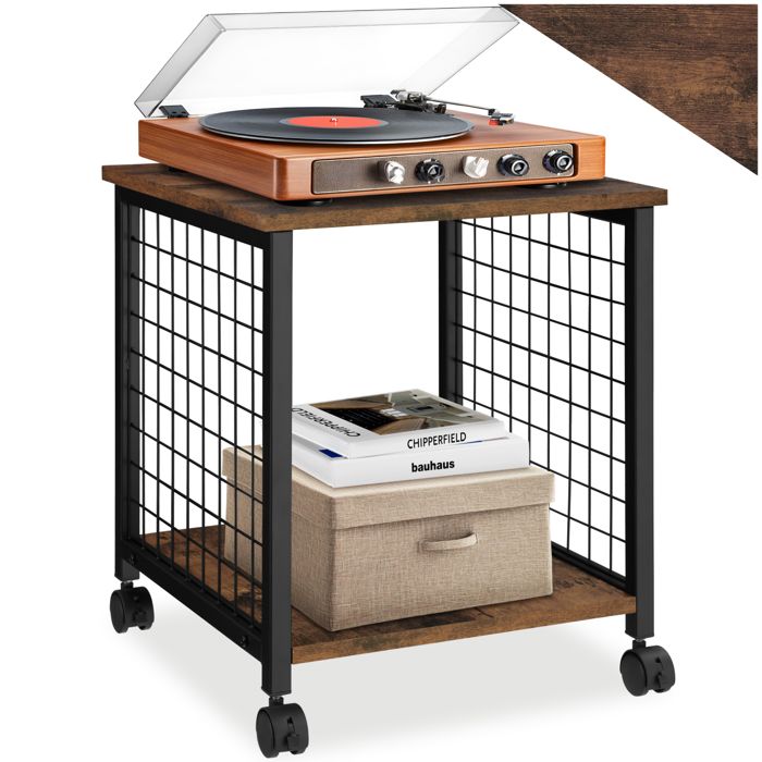 Table basse - TECTAKE - Table dappoint cubique GARY en bois et acier au style industriel 40 x 40 x 48 cm - Bois foncé