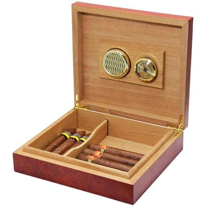 Cave à Cigares Marron Bois de cèdre Humidor Boîte Boîtier