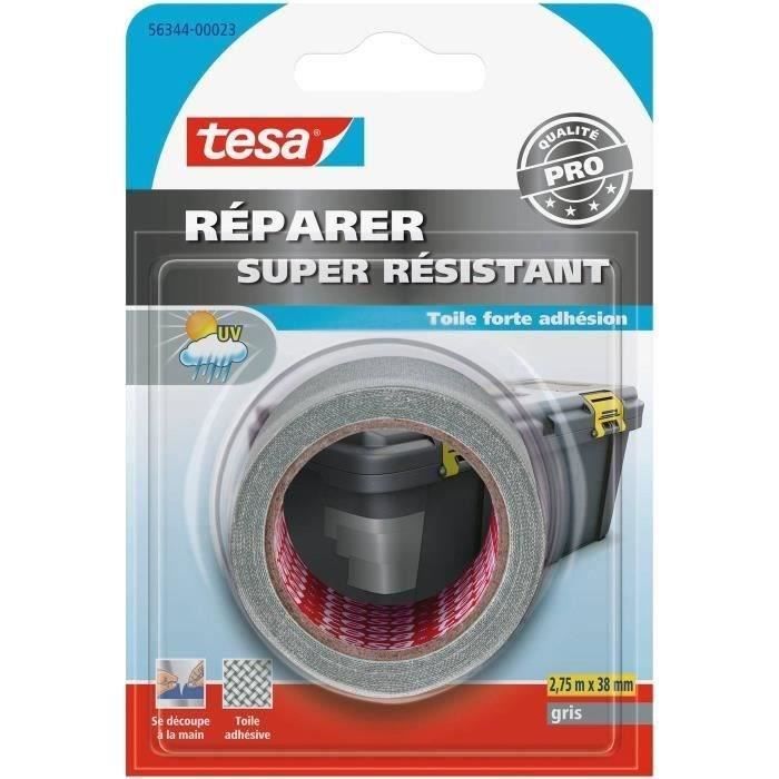 TESA Premium réparation toilé super résistant - 2.75mx37mm - Gris