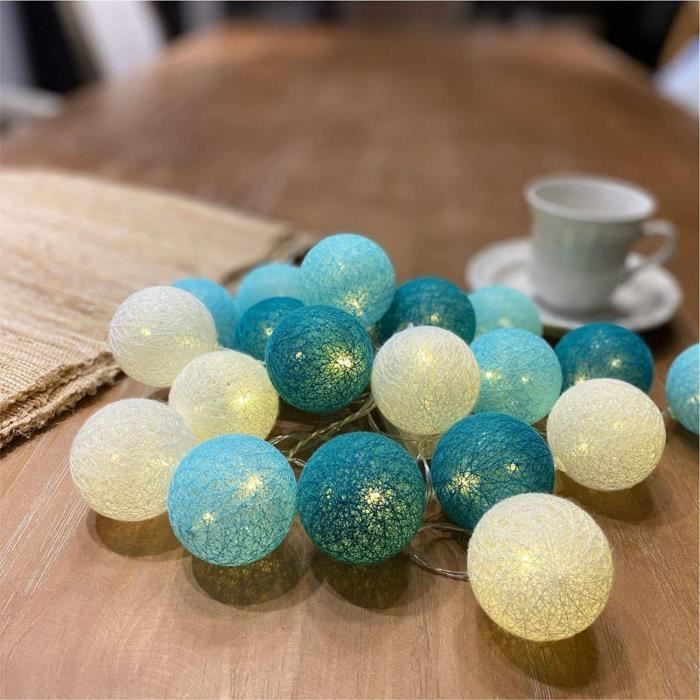 Guirlande Lumineuse Boule Coton, DOTBUY Decoration Noël, LED Guirlande Lumineuse à Piles, Enfant, Chambre Mariage Halloween Décorations Multicolore (Rouge Et Violet,1.8M/10LED