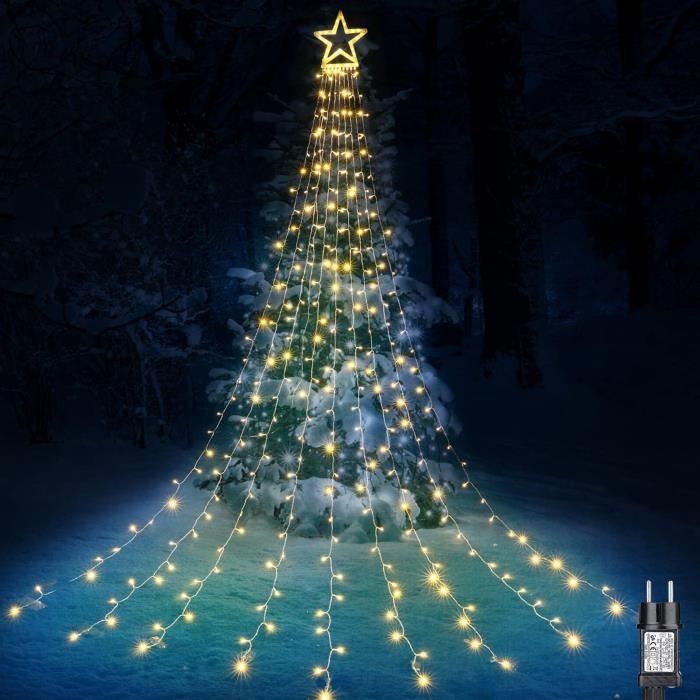 Guirlande lumineuse LED Étoiles Rideau lumineux Décoration Filet lumineux  Extérieur Intérieur Fête Noël Jardin IP44 Blanc chaud