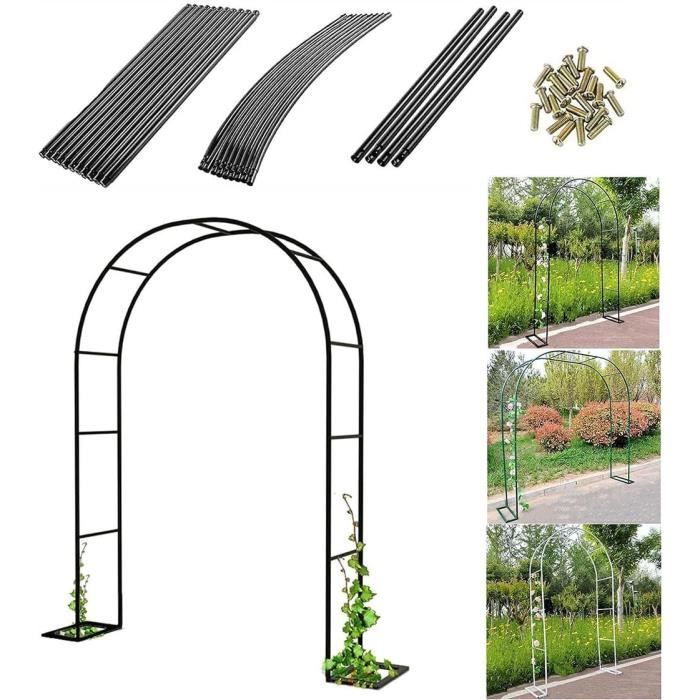 Arche De Jardin En Métal Blanc - Tonnelle Pour Rosiers Grimpants, 2x2.30m, Base Amovible, Facile à Monter