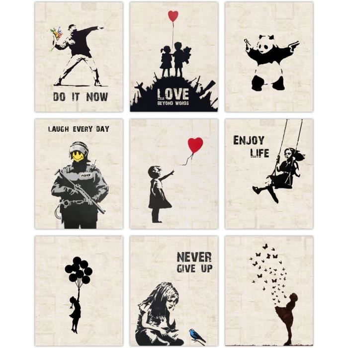 Lot De 4 Affiches Murales Raton Laveur Noir & Blanc - 12x16 Pouces, Impressions Sur Toile, Sans Cadre