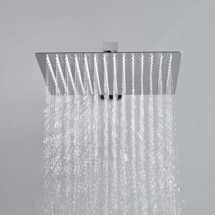 Pommeau De Douche En Acier Inoxydable AISI 304 - Design Fin Et Moderne - Raccord Universel 1/2 Pouce - Économiseur D'eau (16,5 L/min) - Finition Gun Métal