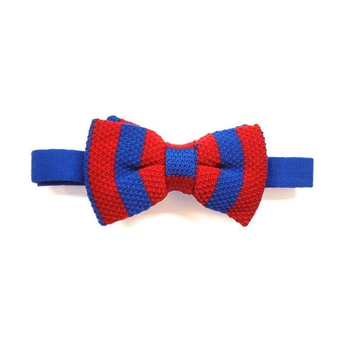 Nœud Papillon Homme – Clj Charles Le Jeune – Tricot Carrés Marine Et Rouge