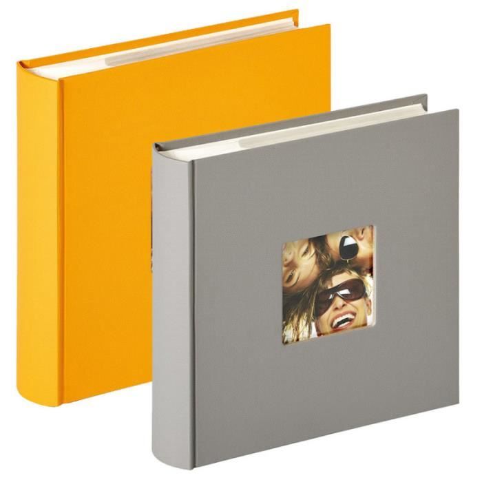 Lot de 2 albums photo fun jaune et gris 200 pochettes 10x15