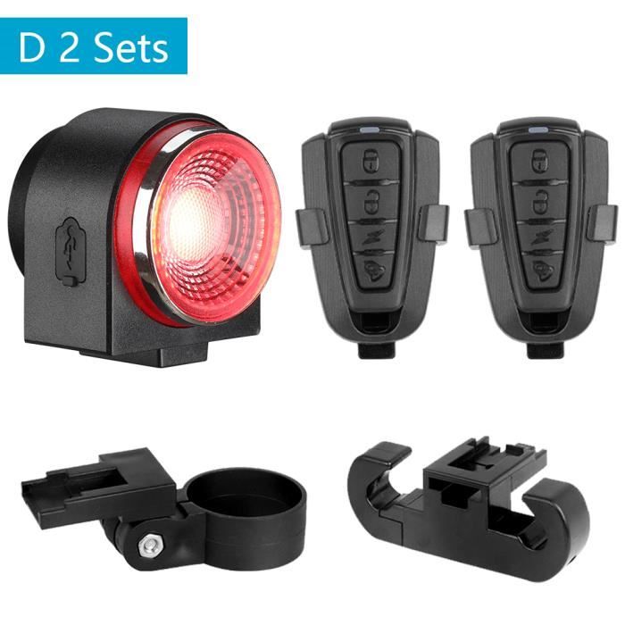 Feu Arrière Vélo Intelligent 5 En 1 Rechargeable - Alarme Antivol 110dB + Clignotants + Freinage Automatique - Télécommande