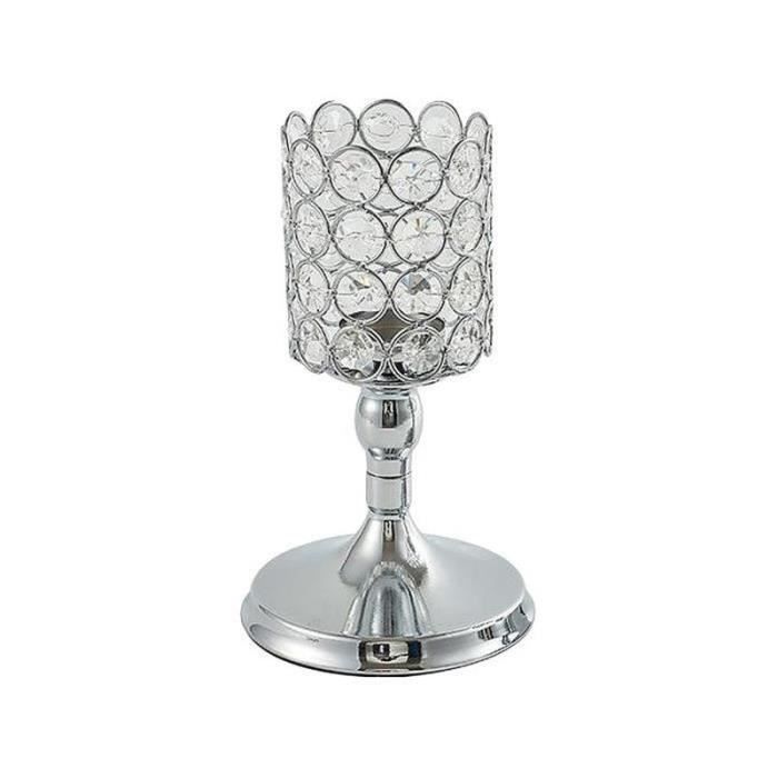 Bougeoir En Cristal Art Déco Hauteur 24,5 Cm - Forme Fleur - Transparent - Sans Marque