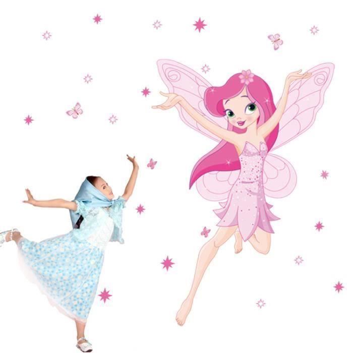 Sticker Decoration Murale Salon Chambre Jeune Fille Princesse Rose Ange B Cadeau Porte Cles Jpb Jouet Cdiscount Puericulture Eveil Bebe