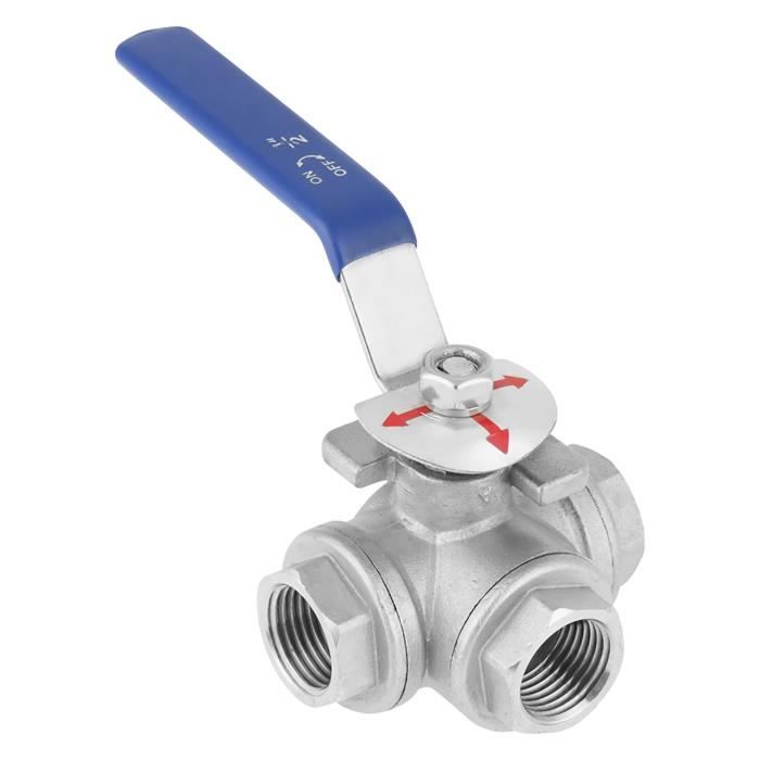 Vanve à Boisseau Sphérique 3 Voies En Inox 304 - G1/4, Pour Eau, Huile, Gaz