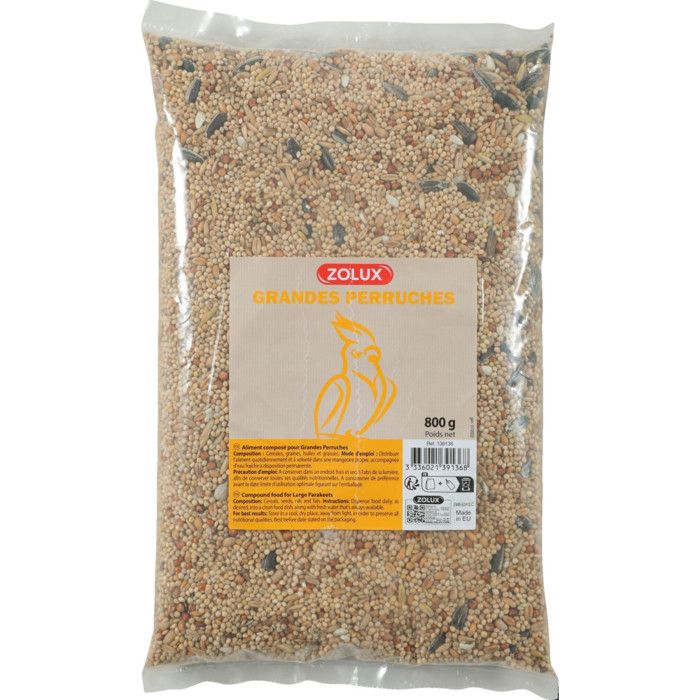 Graines pour grandes perruches sac de 800 g pour oiseaux - zolux