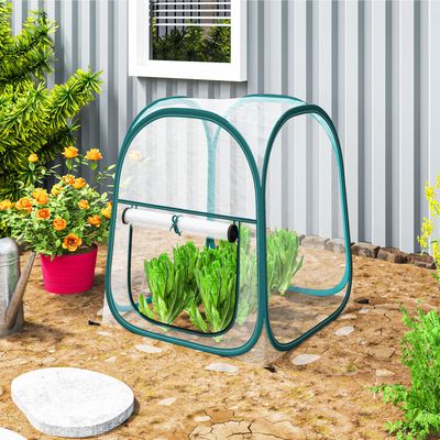 Mini Serre D'hivernage Pop-up 70x70x80 Cm - PVC Transparent, Volet Zippé, Pour Plantes, Légumes, Fleurs Intérieur/extérieur