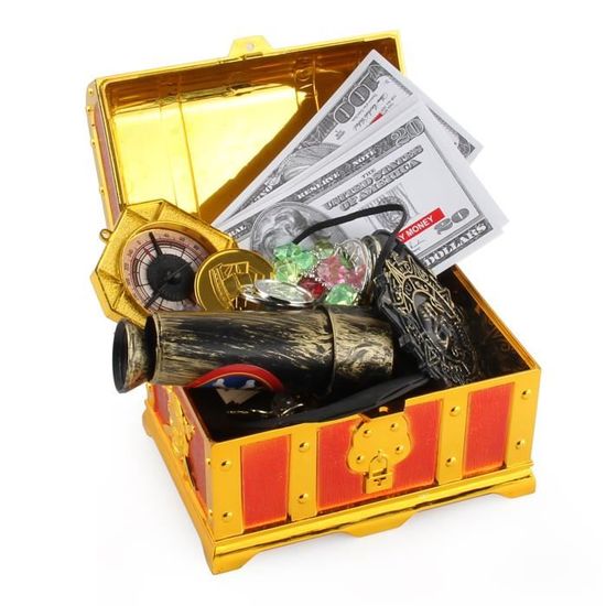HANABASS Mini Coffre Au Trésor Pirate – Boîte Rangement Jouets Ou Décoration Rétro Pour Anniversaire Enfant
