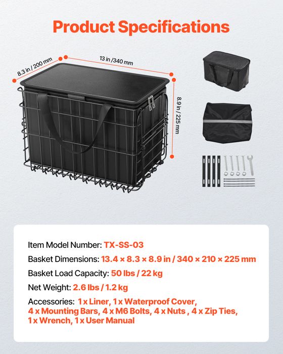 Panier Arrière Métal Pour Vélo – 38x31x26 Cm, Noir, Rangement Bagages, Neuf Panier Arrière Métal Pour Vélo – 38x31x26 Cm, Noir, Rangement Bagages, Neuf