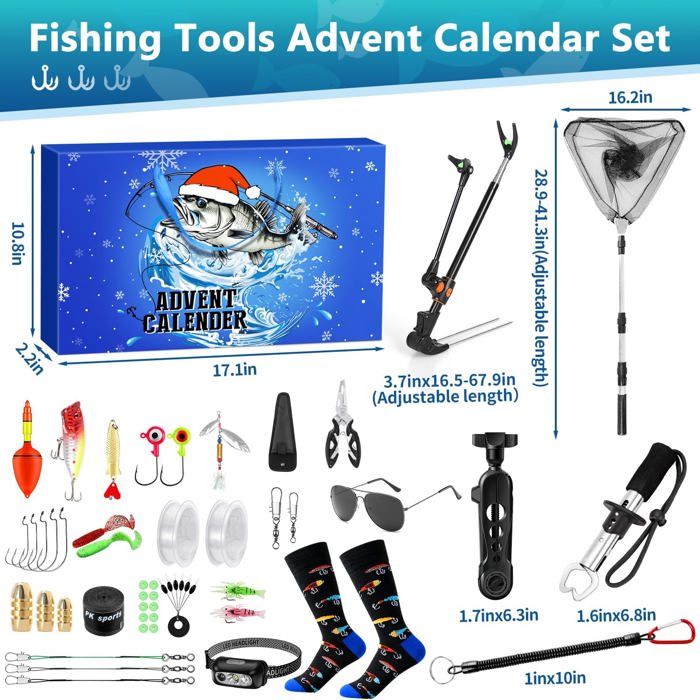 Calendrier de l'Avent 2026 Ensemble de leurres de pêche - 24 Jours de Compte à rebours de Noël