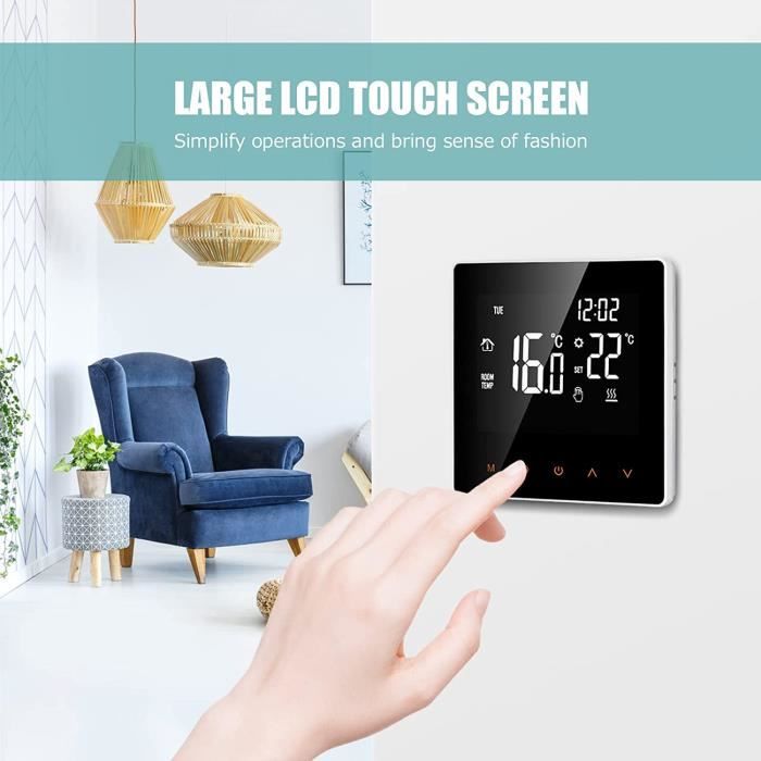 Thermostat pour Chauffage Au Sol électrique, 16A- Programmable - avec écran  Tactile - Thermostat Intelligent avec Grand écran [23] - Cdiscount Bricolage