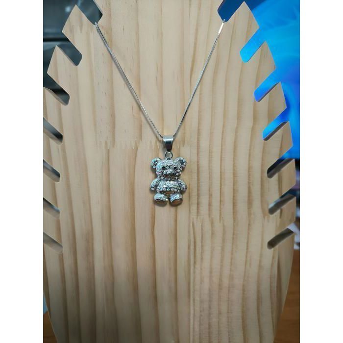 Collier Pendentif Argenté Style Rétro 5060 - Cristaux Blancs - Occasion Parfait